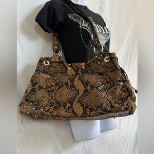 Clever Carriage Co Two sided shoulder bag snakeskin/patchwork unique